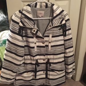 Loft navy and white stripe jacket coat